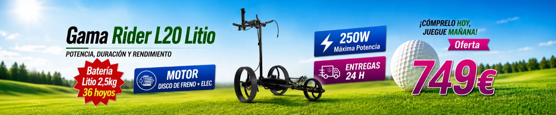 Oferta del carro de golf eléctrico R99 L20 Litio con batería de litio 24 V y freno manual