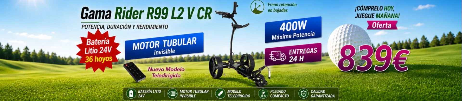 Oferta del carro de golf eléctrico R99 L2V CR Freno Litio